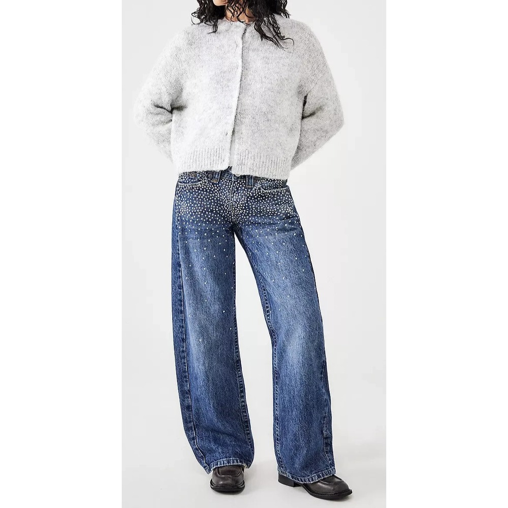 BDG Kayla Lowrider Studded Jeans Blue Denim Low Rise Straight Leg Womens Size 25 - Picture 16 of 16